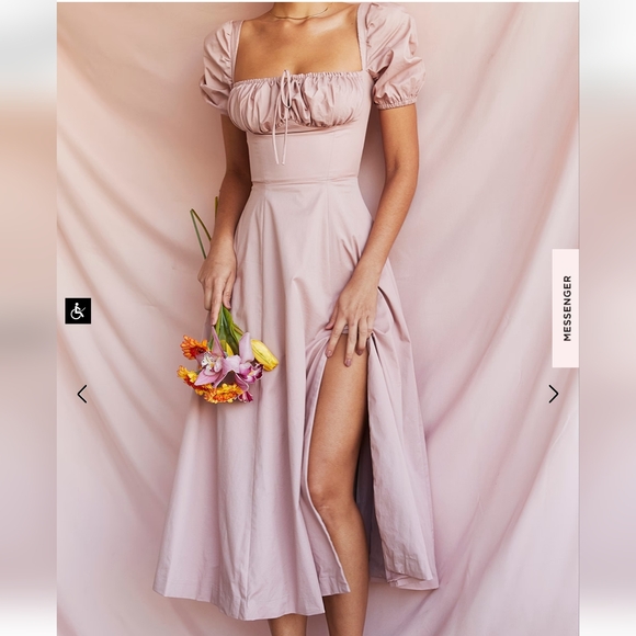 House Of CB Tallulah Blush Puff Sleeve Midi Dress - Picture 4 of 16